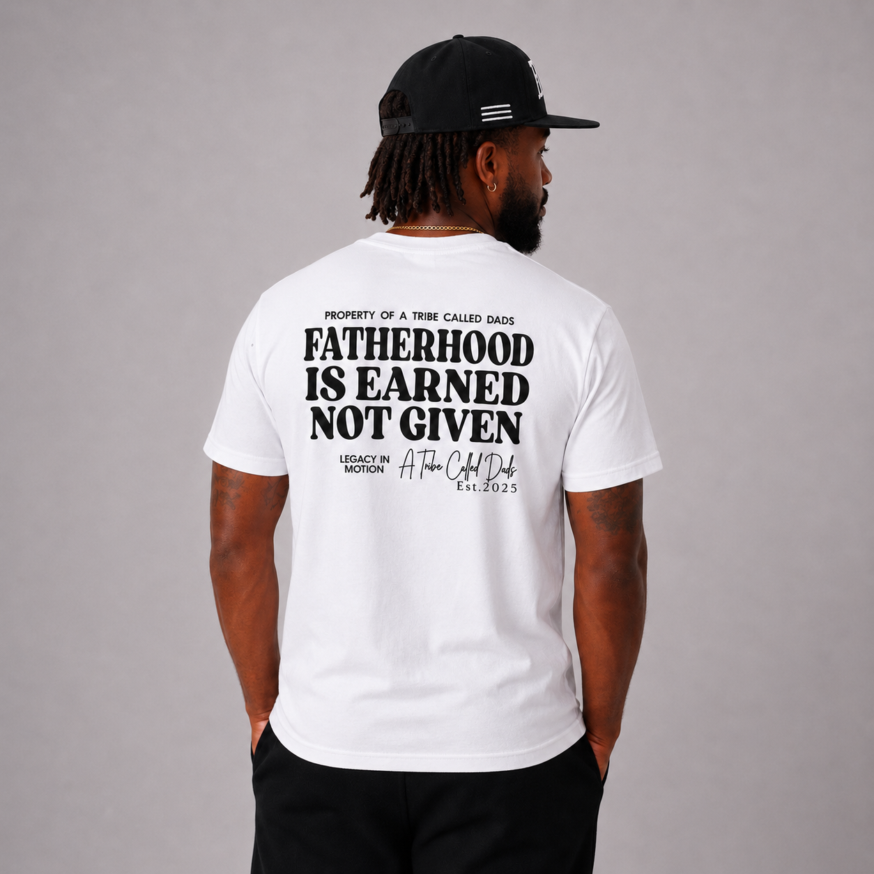 Fatherhood Is Earned Tee Vintage White