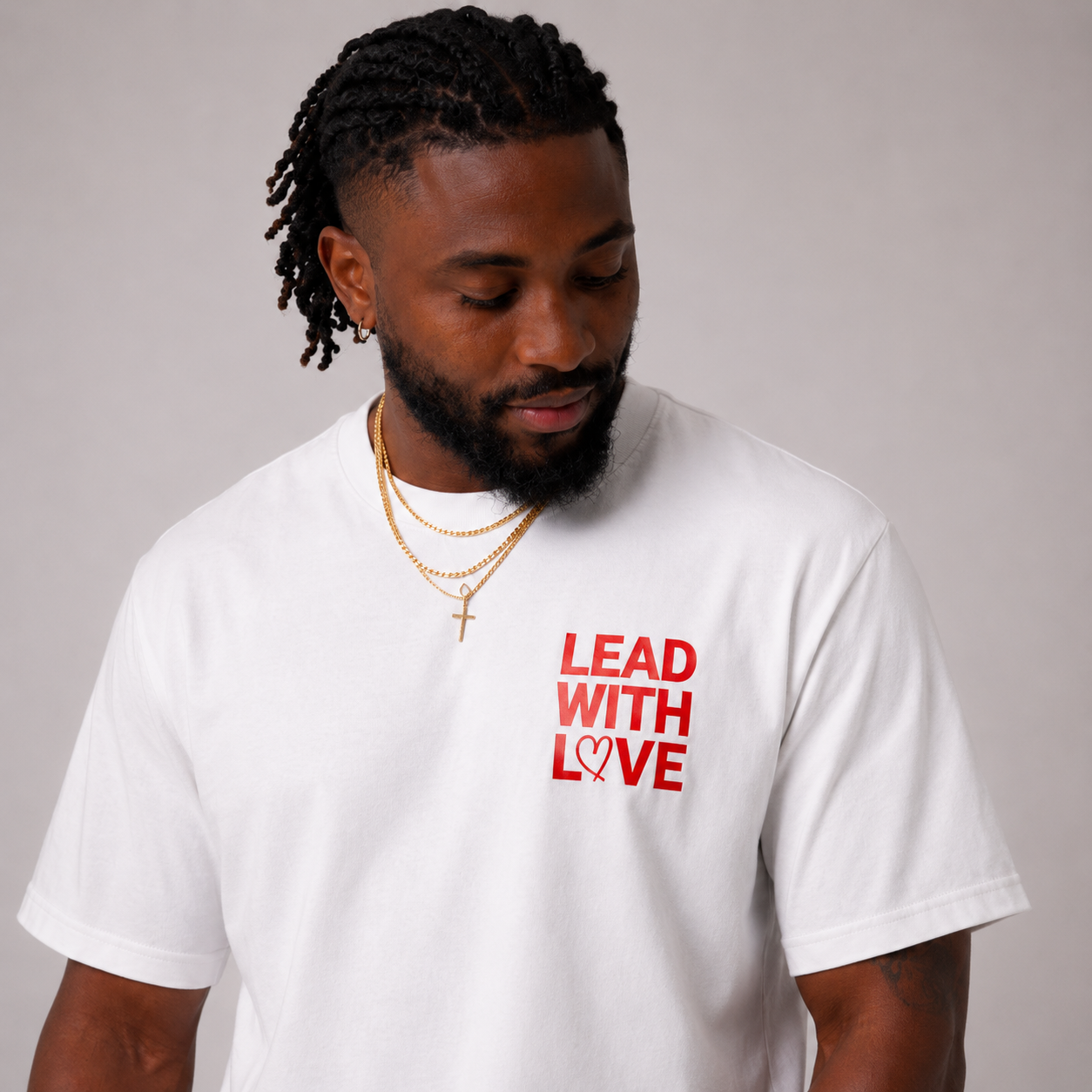 Lead With Love Boxy Tee Vintage White