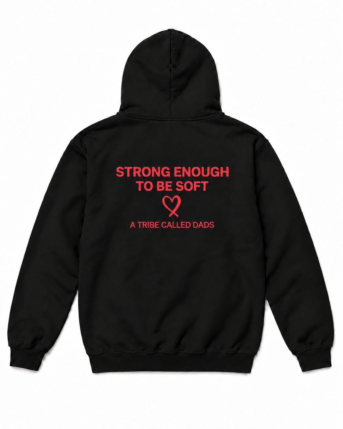 Black Lead With Love hoodie with red print back flat lay